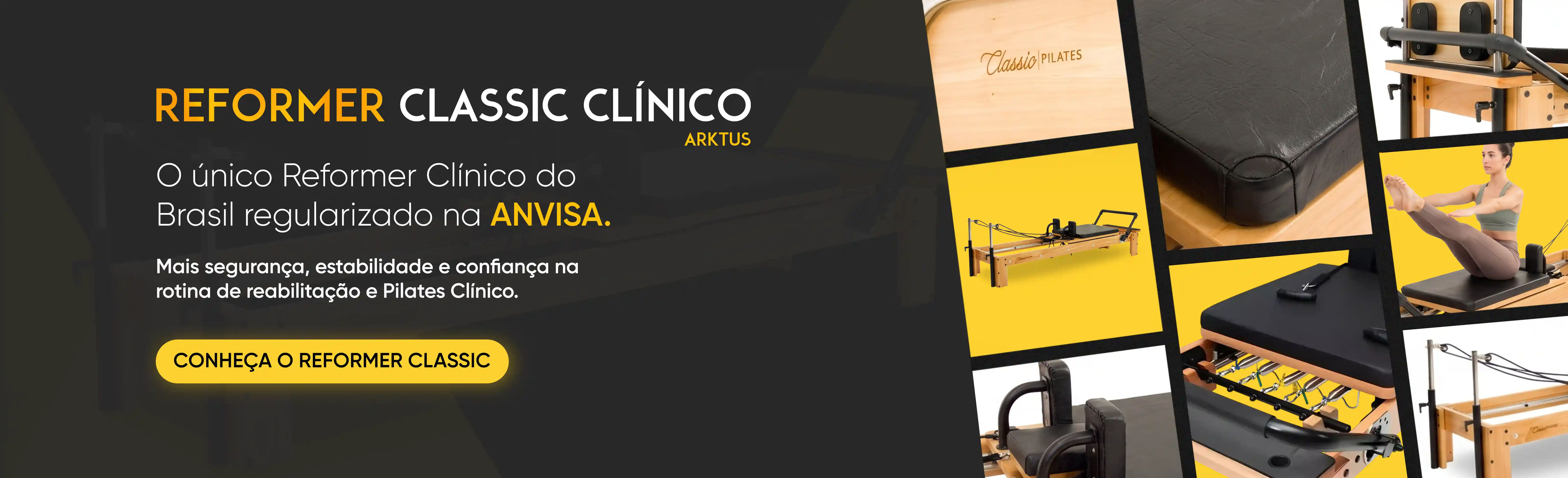 Aparelho de Pilates Reformer Classic Clínico - Arktus - Estofado é vendido separadamente (não acompanha o produto)