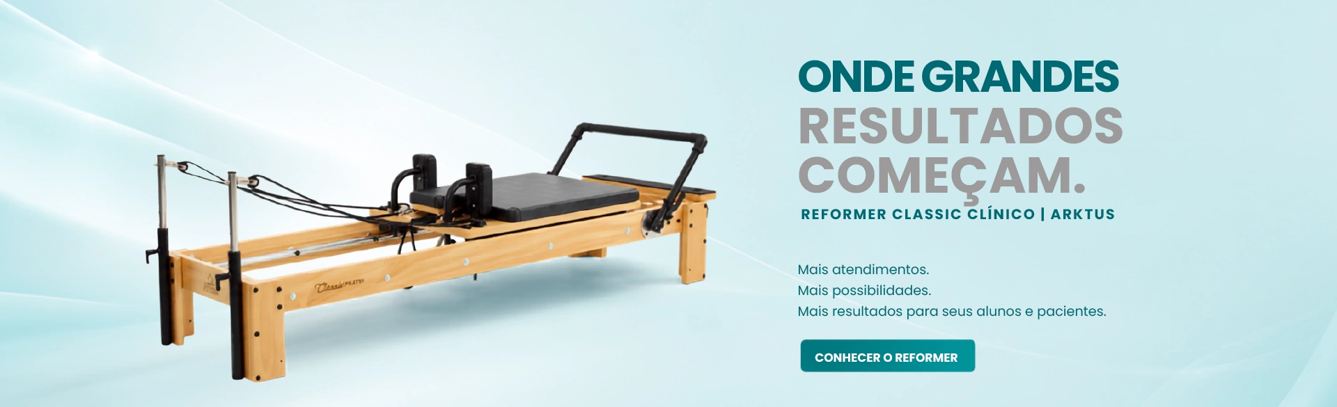 Aparelho de Pilates Reformer Classic Clínico - Arktus - Estofado é vendido separadamente (não acompanha o produto)