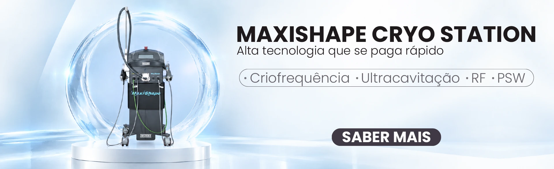 MaxiShape Cryo Station Bioset - Aparelho de Radiofrequência, RF com Refrigeração, Ultracavitação e PSW e LED