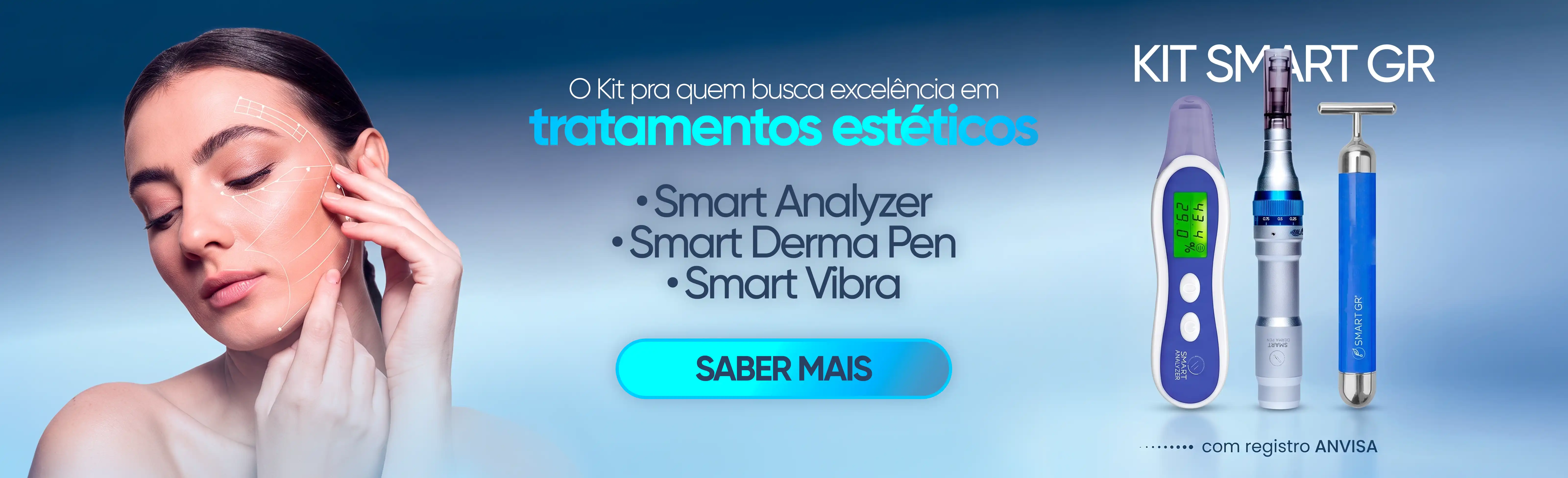 Kit Smart GR ─ Smart Derma Pen + Smart Analyzer + Smart Vibra Azul